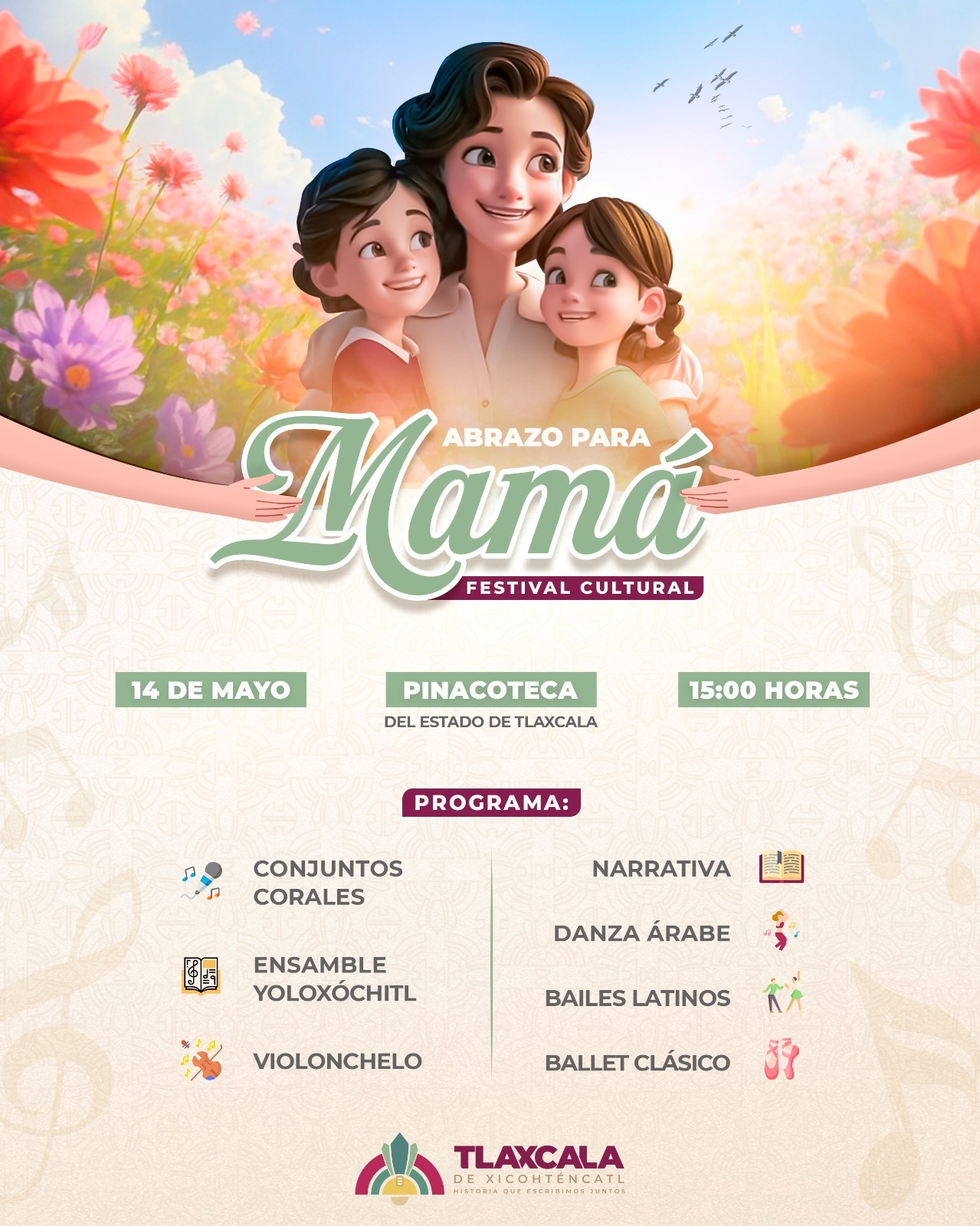 Invita gobierno cercano de Alfonso Sánchez García al festival cultural 'Abrazo para mamá'